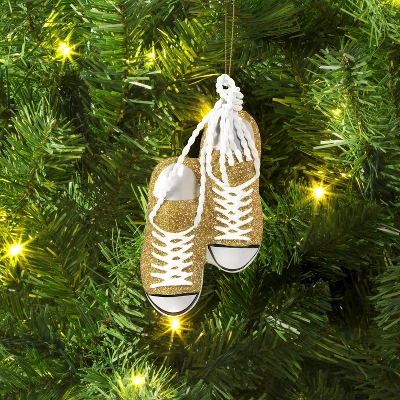 Christmas Glass Golden Shoes Ornament - Wondershop™ 3 Christmas Glass Golden Shoes Ornament - Wondershop™