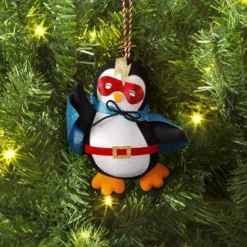 5.25" Christmas Fabric Superhero Ornament Penguin - Wondershop™