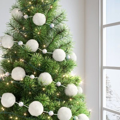 6' Christmas Pom Pom And Bead Garland White - Wondershop™ 3 6' Christmas Pom Pom And Bead Garland White - Wondershop™