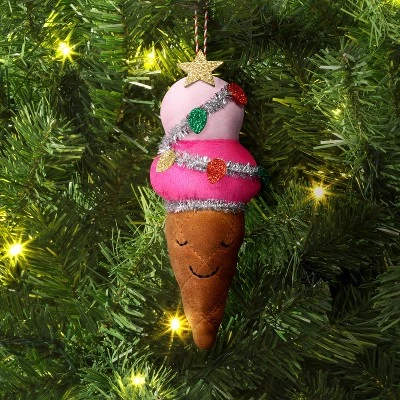 6" Christmas Fabric Ice Cream Cone Ornament - Wondershop™ 3 6" Christmas Fabric Ice Cream Cone Ornament - Wondershop™
