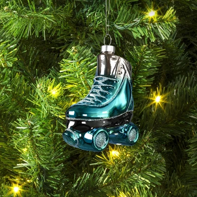 4.5" Christmas Glass Roller Skate Ornament Silver/Blue - Wondershop™ 3 4.5" Christmas Glass Roller Skate Ornament Silver/Blue - Wondershop™