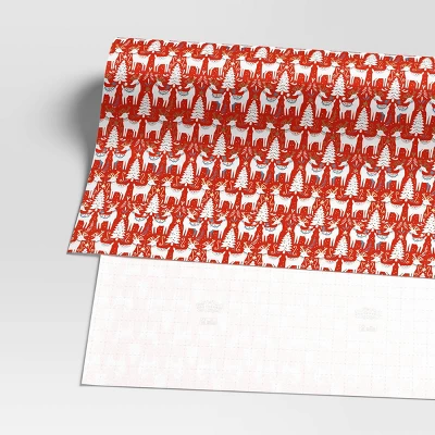 30” 20 Sq Ft Christmas Roll Wrap Scandinavian Trees And Deer On Red - Wondershop™ 4 30” 20 Sq Ft Christmas Roll Wrap Scandinavian Trees And Deer On Red - Wondershop™ - Image 2