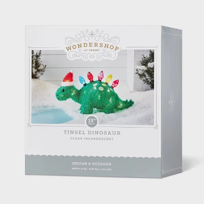 15" Incandescent Tinsel Dinosaur With Santa Hat Christmas Novelty Sculpture Light - Wondershop™ 5 15" Incandescent Tinsel Dinosaur With Santa Hat Christmas Novelty Sculpture Light - Wondershop™ - Image 3